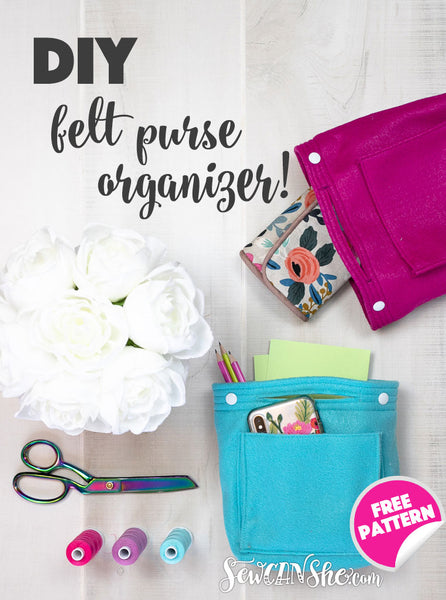 Sew up a cute little bag to fit inside your purse - voila! Organized purse! This easy sewing projects has lots of pockets and uses easy to find and inexpensive felt so you can make one in every color.