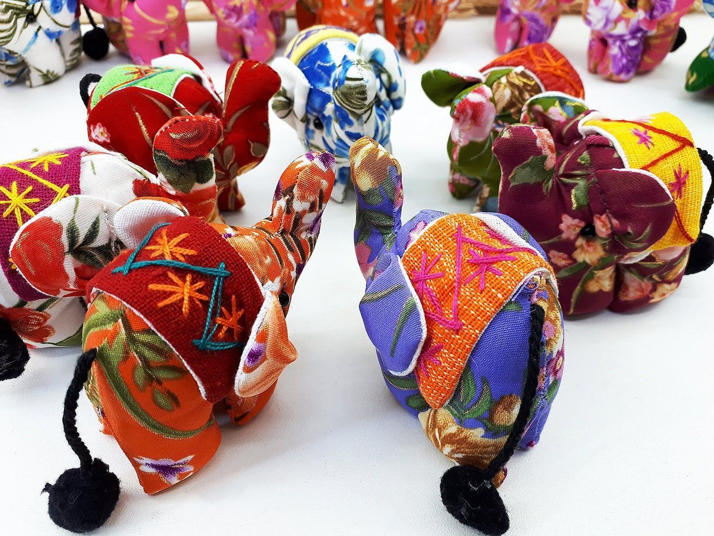 Handmade Animal Doll Elephant Craft Supplies Key Chains Cute Home decor Pretty Animal Stuff Sewing Gifts Souvenir Mixed Color (4 Pcs) - AE01