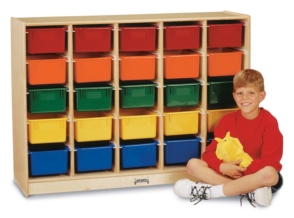 Jonti-Craft® E-Z Glide 25 Cubbie-Tray Mobile Storage - with Clear Trays