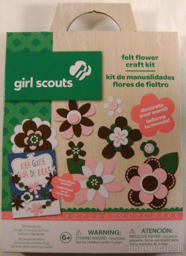 Girl Scouts Felt Flower Craft Kit Lot 3 Idea Guide Project Colorbok Crystals NEW