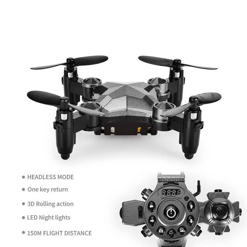 Mini Drone Aircraft Foldable Aerial WiFi Watch Remote Control