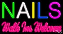 Nails Walk-ins Welcome Handcrafted Real GlassTube Neon Sign