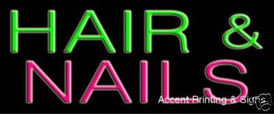 Hair & Nails Handcrafted Real GlassTube Neon Sign