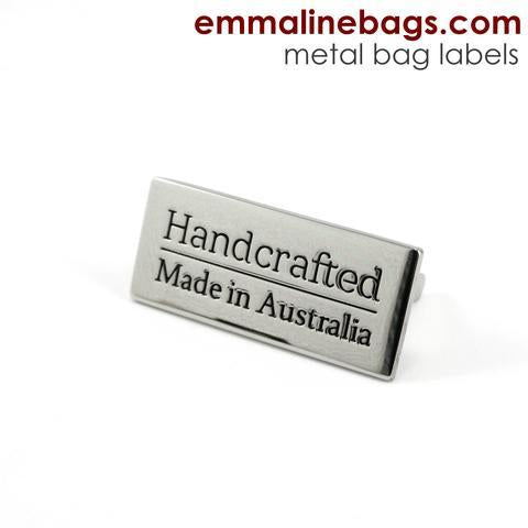 Metal Bag Label "Handcrafted in Australia" Nickel Finish