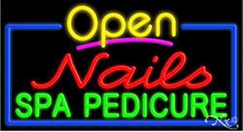 Nails Spa Pedicure Open Handcrafted Energy Efficient Glasstube Neon Signs