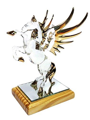 NaCraftTH Pegasus Winged Horse Handmade Figure Glass Blow Gold Artwork Crafted Figurine Home Decor Fantasy Gift Collectible