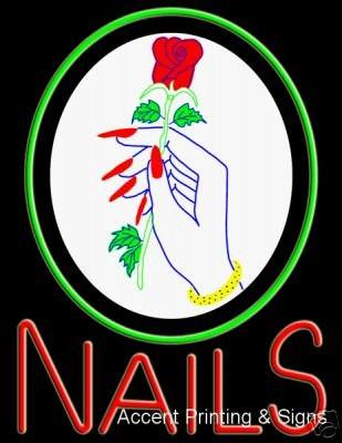 Nails Large Handcrafted Real GlassTube Neon Sign