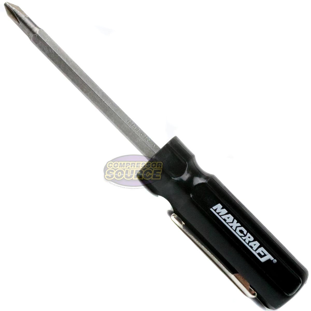 Maxcraft 2-in-1 Pocket Clip Screwdriver Phillips & Flat Head General Purpose Black