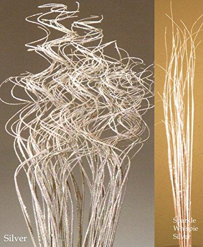 Green Floral Crafts 2 Ft Sparkle SILVER Curly Pk of 60-70 & Silver Sparkle Tings Glitter Metallic Vase