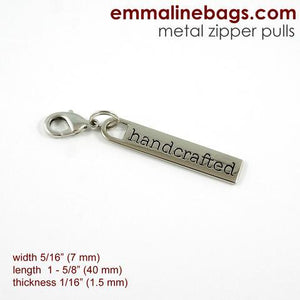 Zipper Pull "handcrafted" Nickel Finish -Emmaline Bags