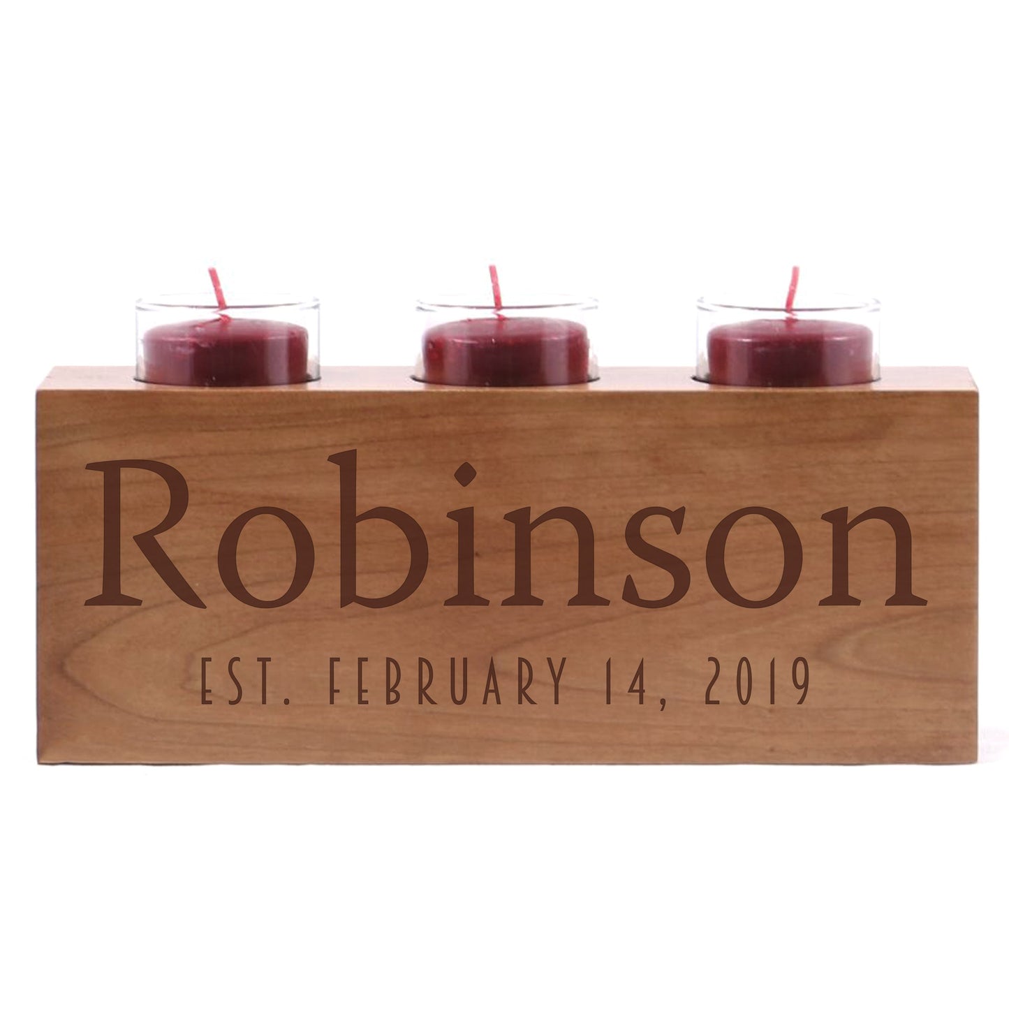 Personalized Handcrafted Established Home Cherry Candle Holder
