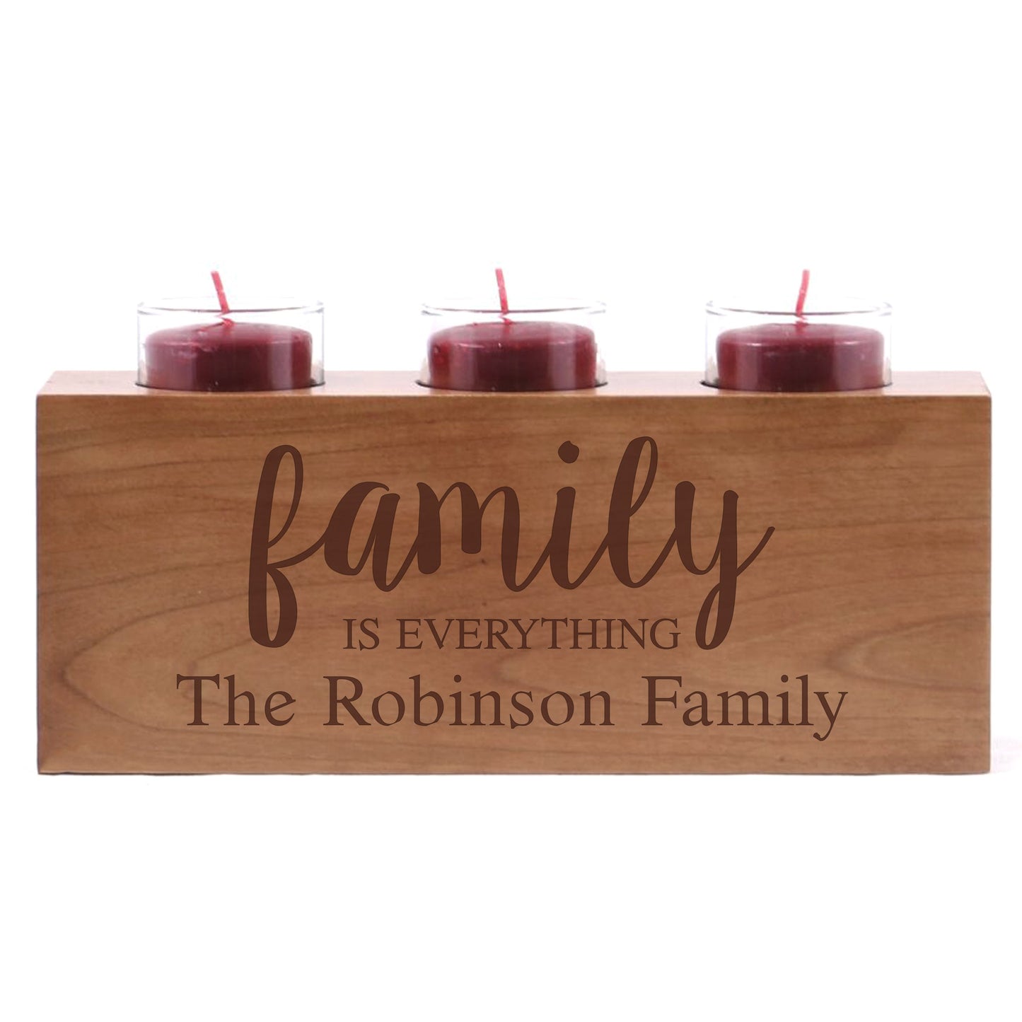 Personalized Handcrafted Cherry Candle Holder - Family Is Everything