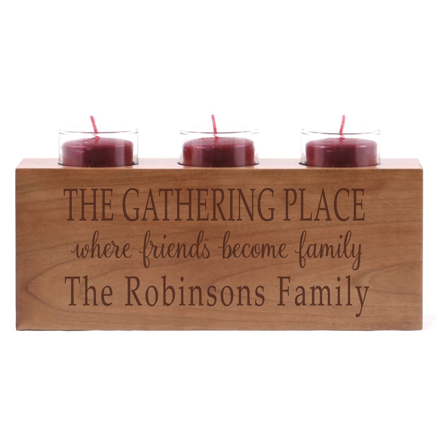Personalized Handcrafted Cherry Candle Holder - Grateful