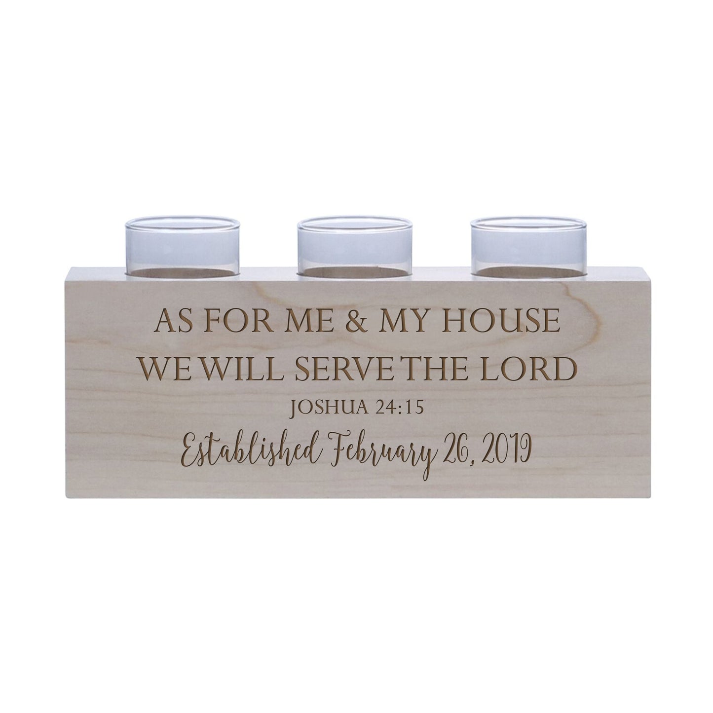 Personalized Handcrafted Scriptural Maple Candle Holder - As For Me