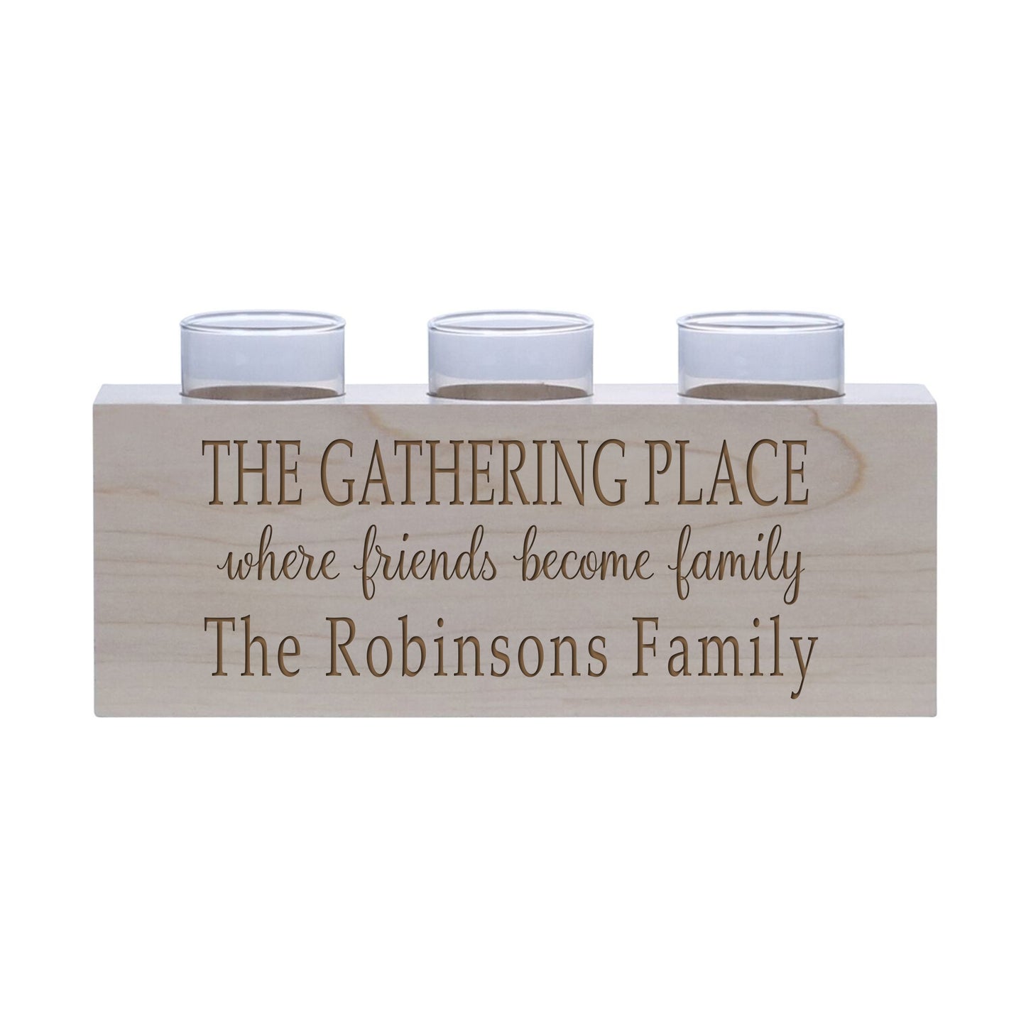Personalized Handcrafted Maple Candle Holder - Gathering Place