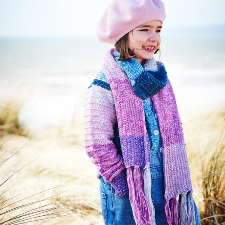 Girls Sweater, Cardigan & Scarf in Stylecraft Batik Swirl (9538)