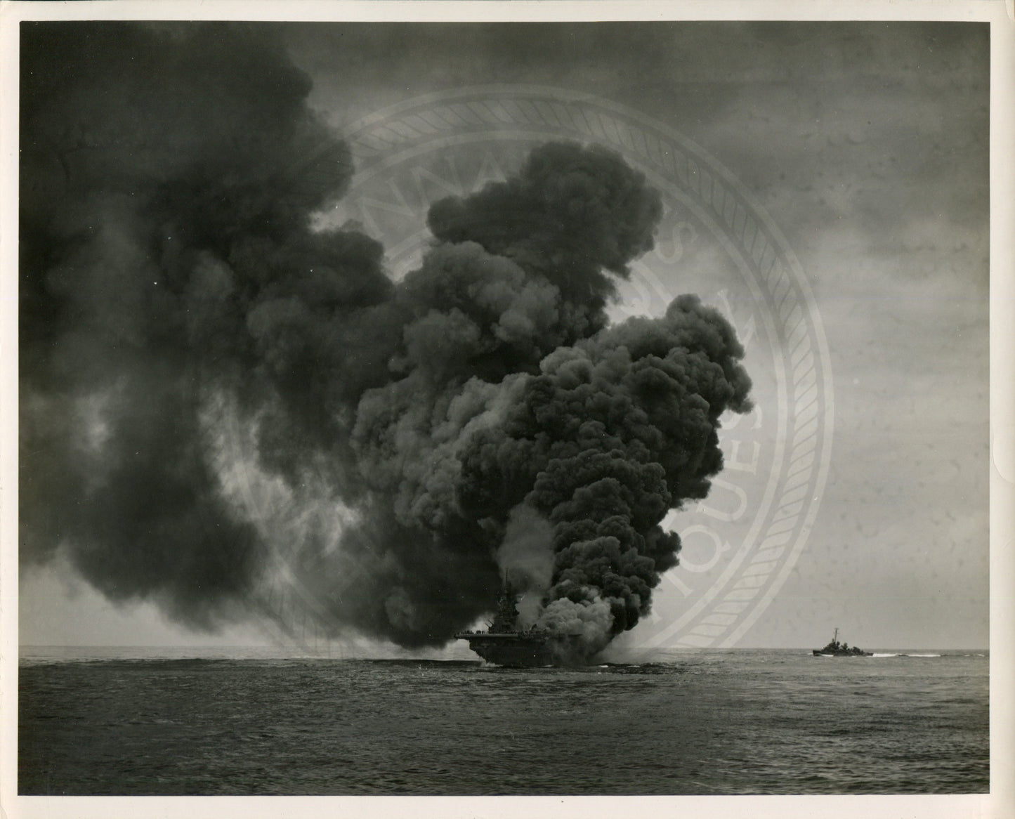 Official Navy Photo of WWII era USS Bunker Hill (CV-17) Aircraft Carrier