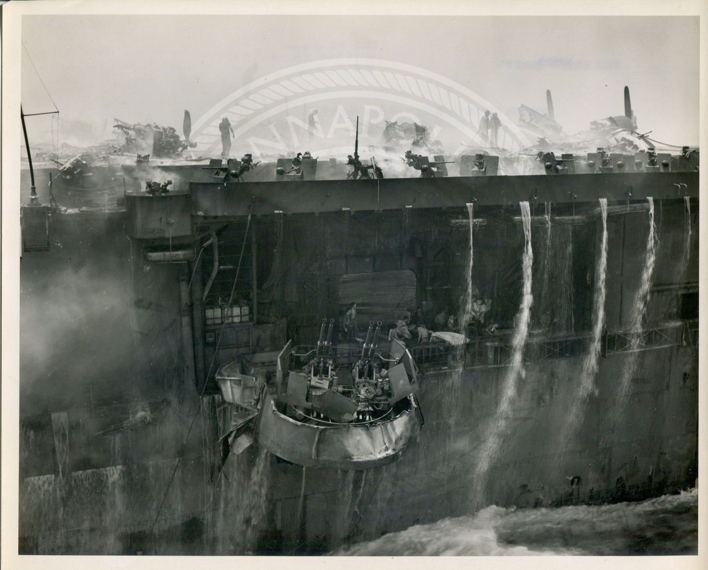 Official Navy Photo of WWII era USS Bunker Hill (CV-17) Aircraft Carrier