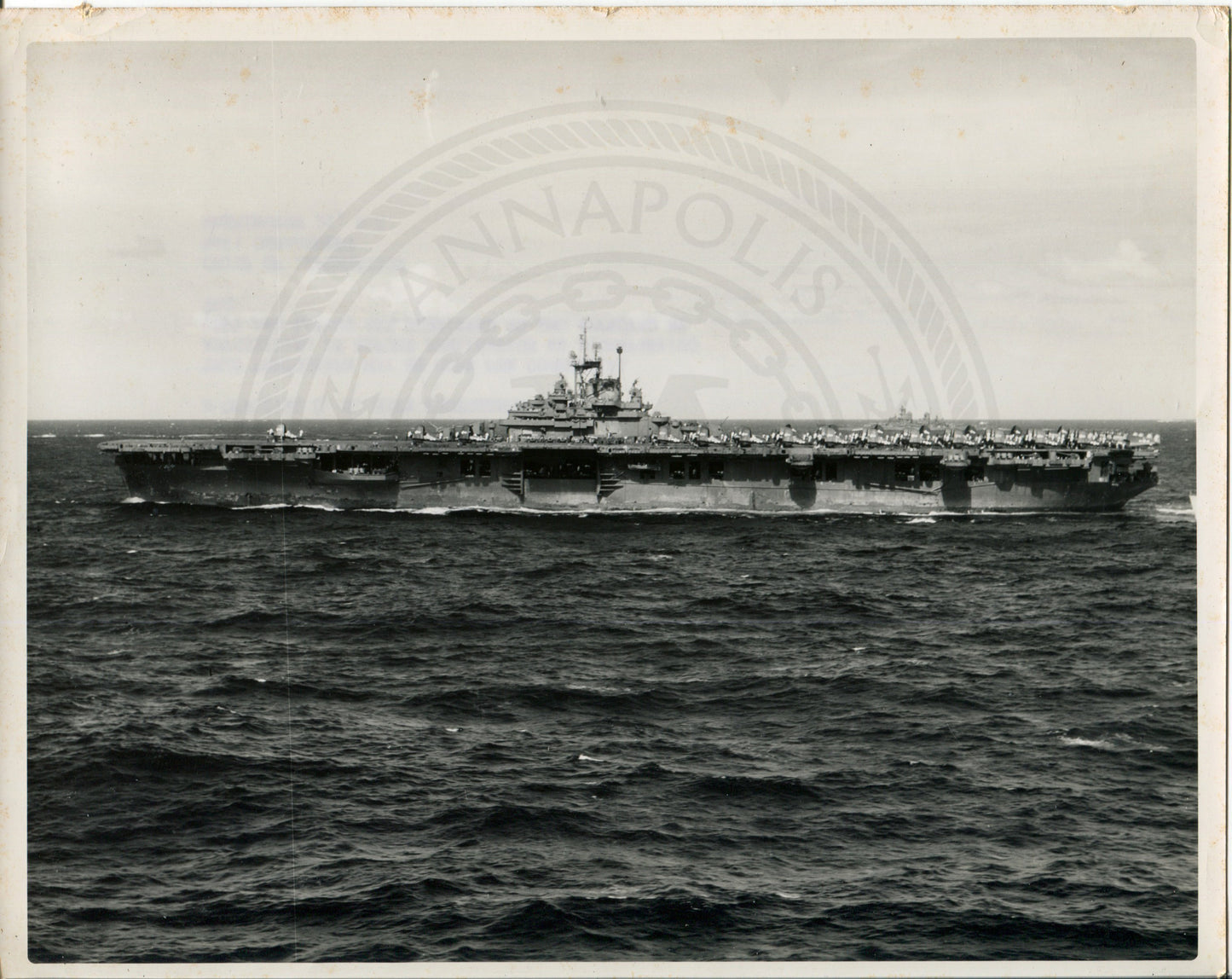 Official Navy Photo of WWII era USS Bunker Hill (CV-17) Aircraft Carrier