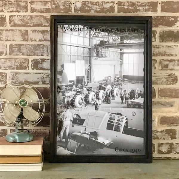 Vought-Sikorsky Aircraft Reproduction Photo in Framed Shadowbox 26-3/4-in