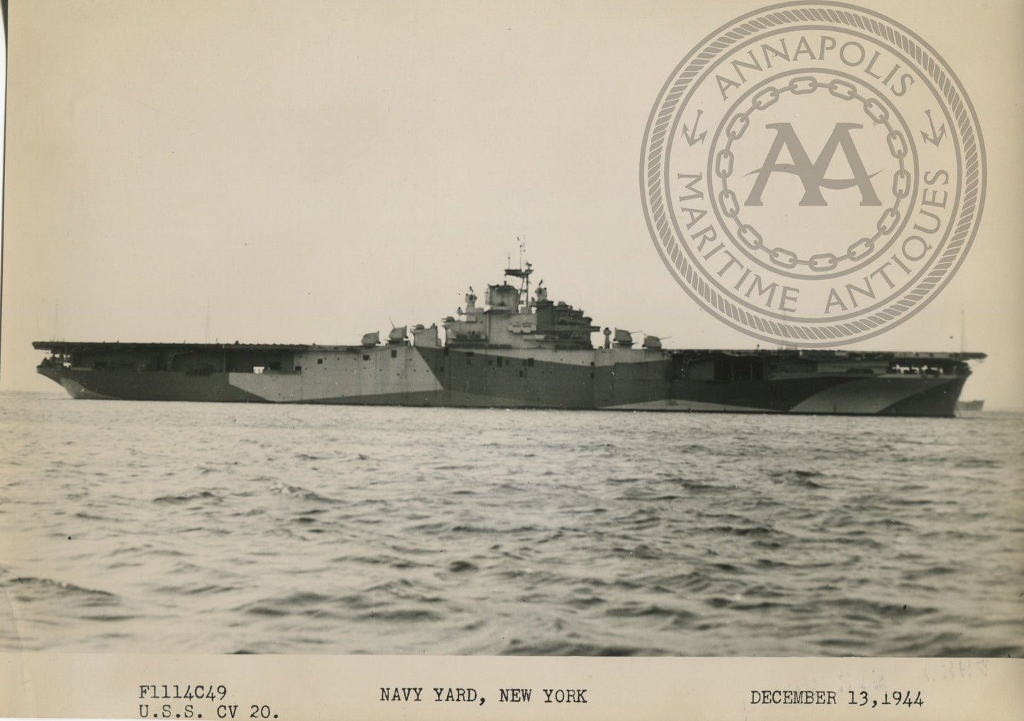 Official Navy Photo of WWII era USS Bennington (CV-20) Aircraft Carrier