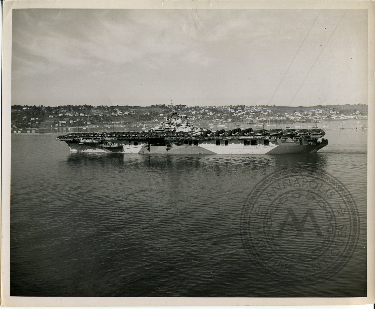 Official Navy Photo of WWII era USS Bennington (CV-20) Aircraft Carrier