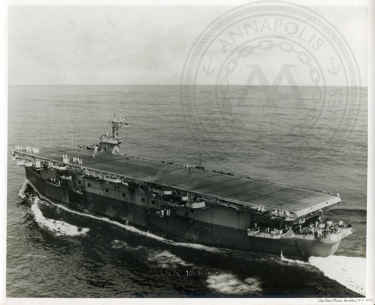 Official Navy Photo of WWII era USS Bogue (CVE-9) Aircraft Carrier