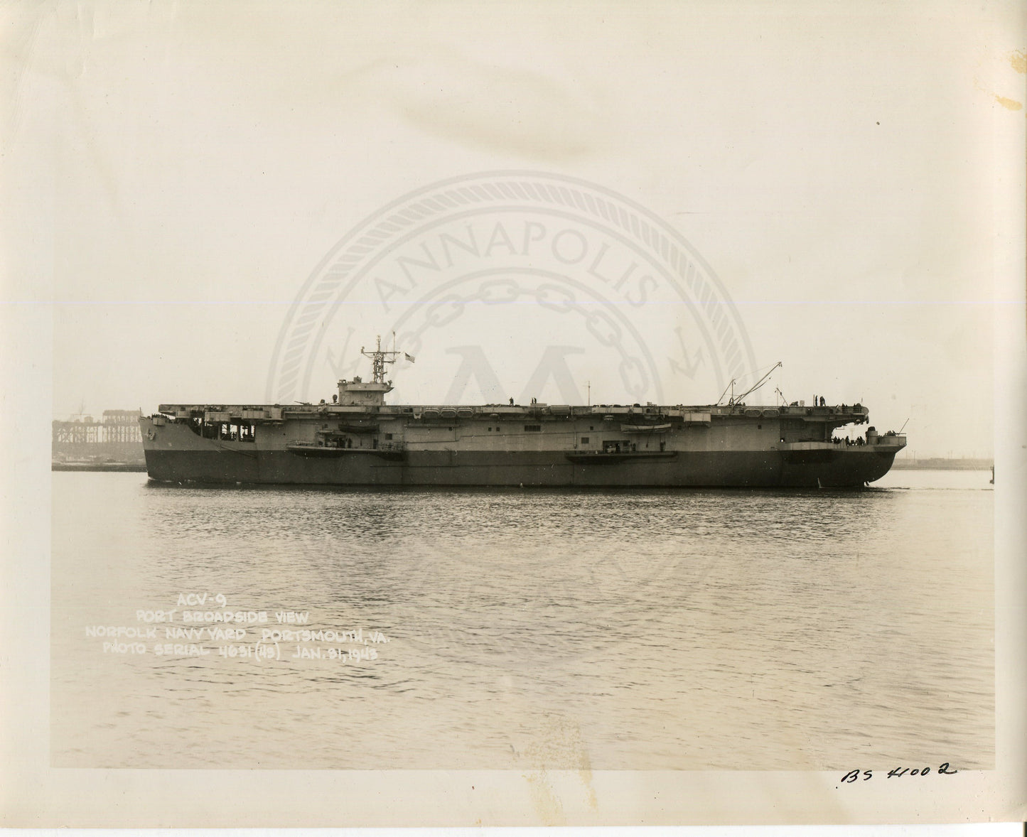 Official Navy Photo of WWII era USS Bogue (CVE-9) Aircraft Carrier