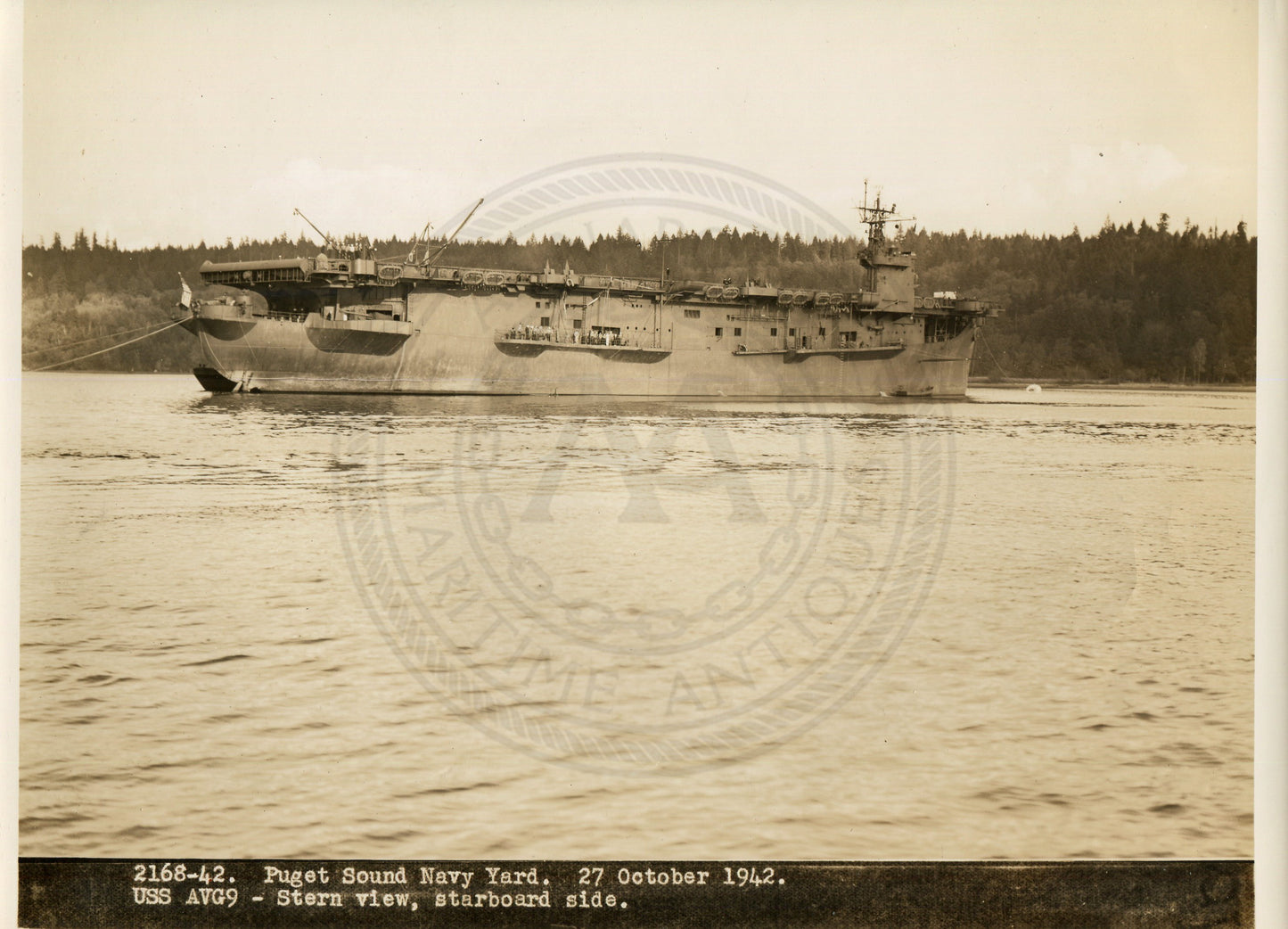 Official Navy Photo of WWII era USS Bogue (CVE-9) Aircraft Carrier