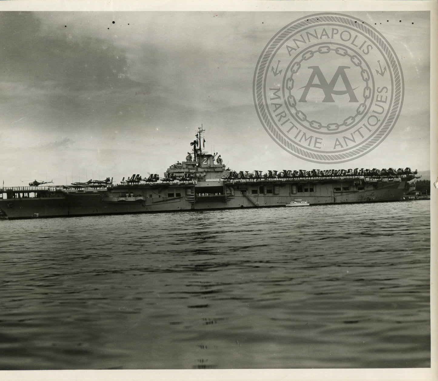 Official Navy Photo of WWII era USS Boxer (CV-21) Aircraft Carrier
