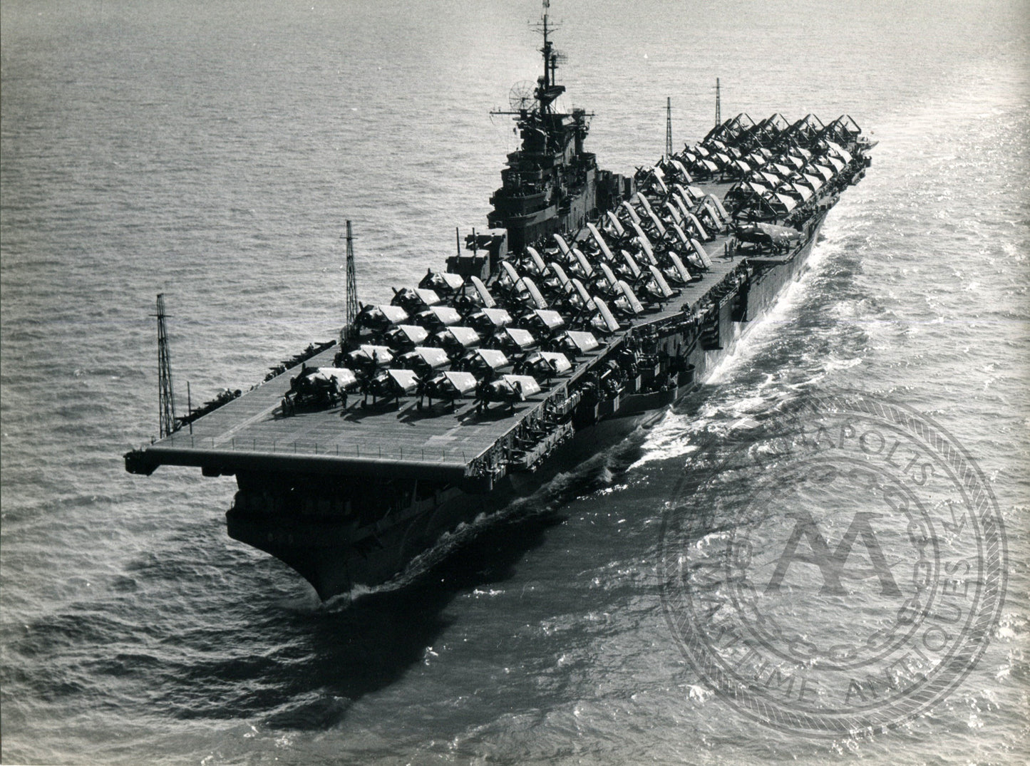 Official Navy Photo of WWII era USS Boxer (CV-21) Aircraft Carrier