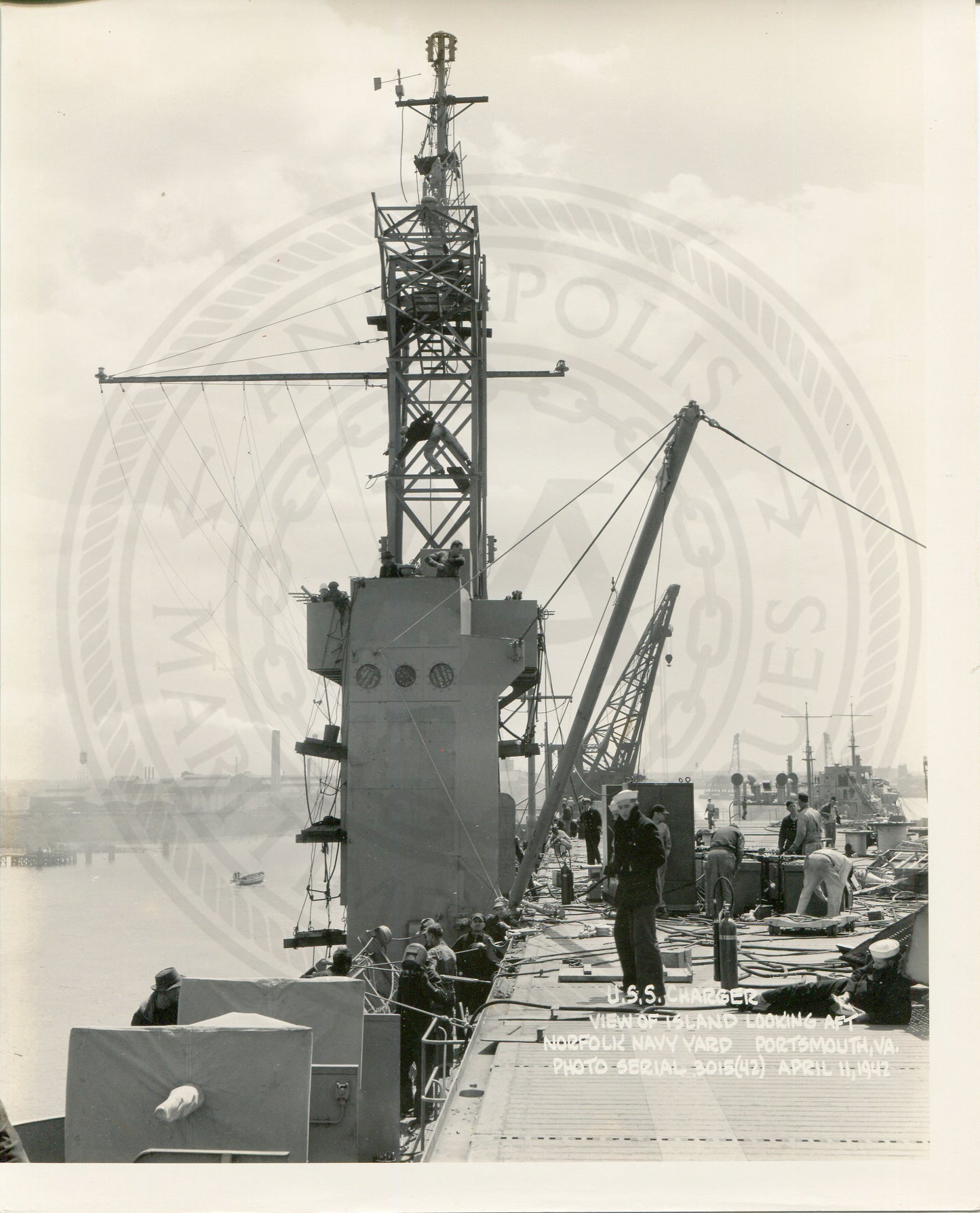 Official Navy Photo of WWII era USS Charger (CVE-30) Aircraft Carrier