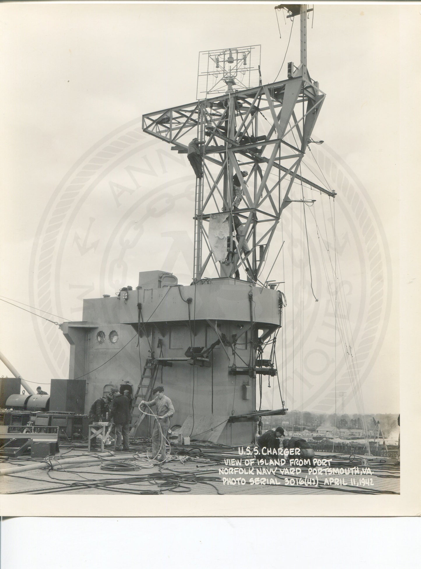 Official Navy Photo of WWII era USS Charger (CVE-30) Aircraft Carrier