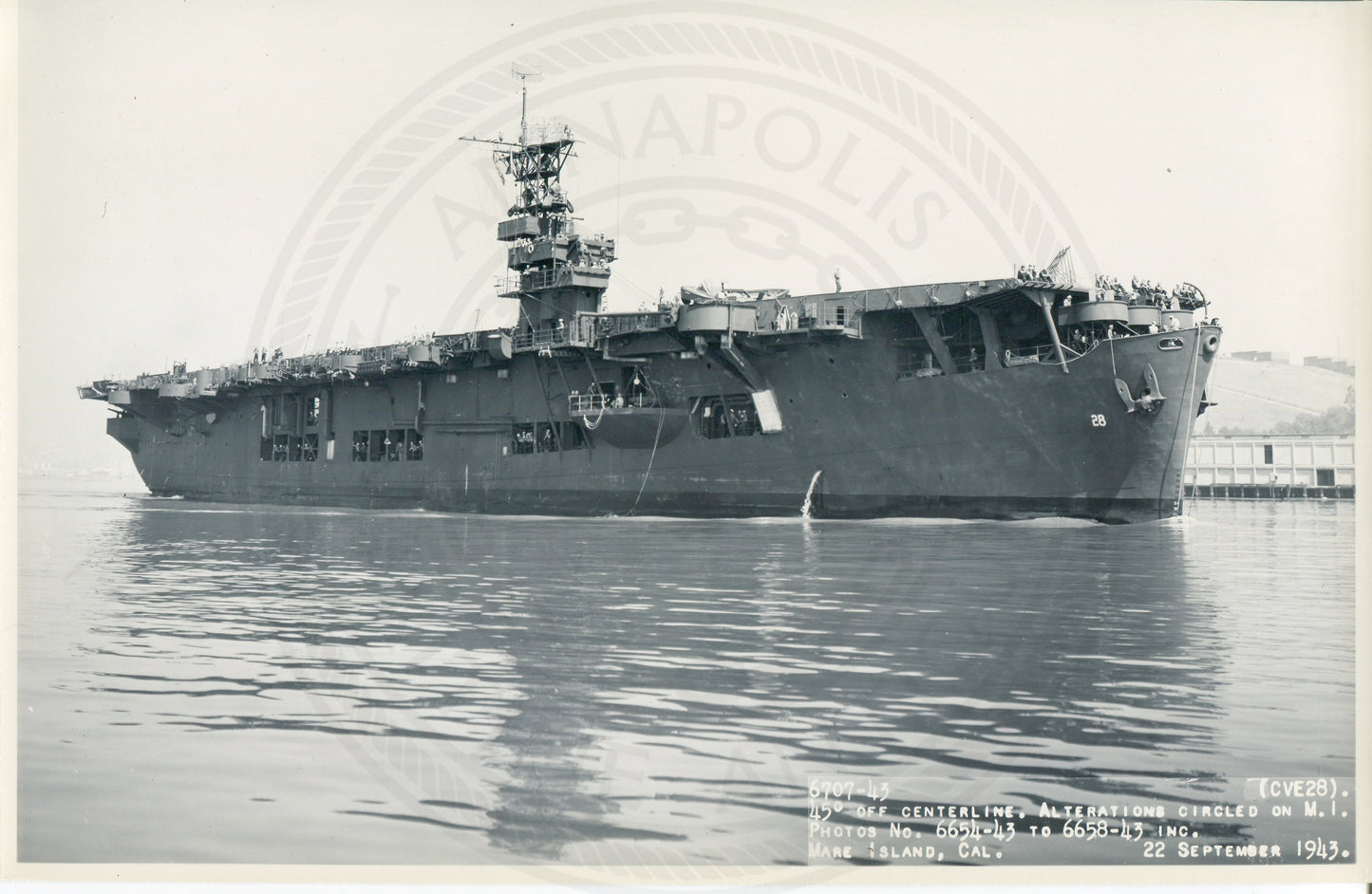 Official Navy Photo of WWII era USS Chenango (CVE-29) Aircraft Carrier