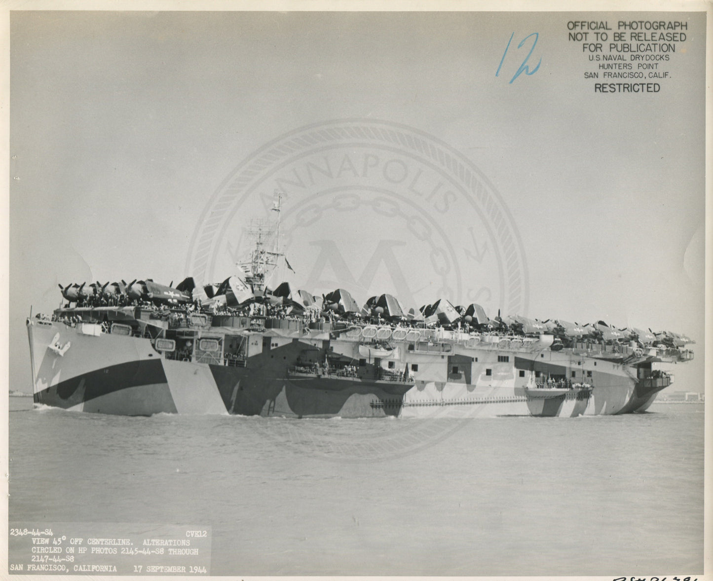 Official Navy Photo of WWII era USS Copahee (CVE-12) Aircraft Carrier