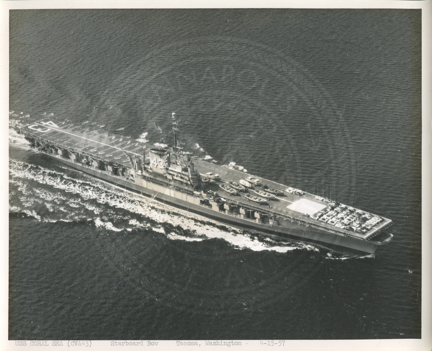 Official Navy Photo of WWII era USS Coral Sea (CV-43) Aircraft Carrier
