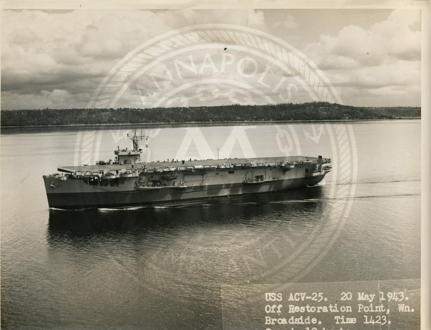 Official Navy Photo of WWII era USS Croatan (CVE-25) Aircraft Carrier