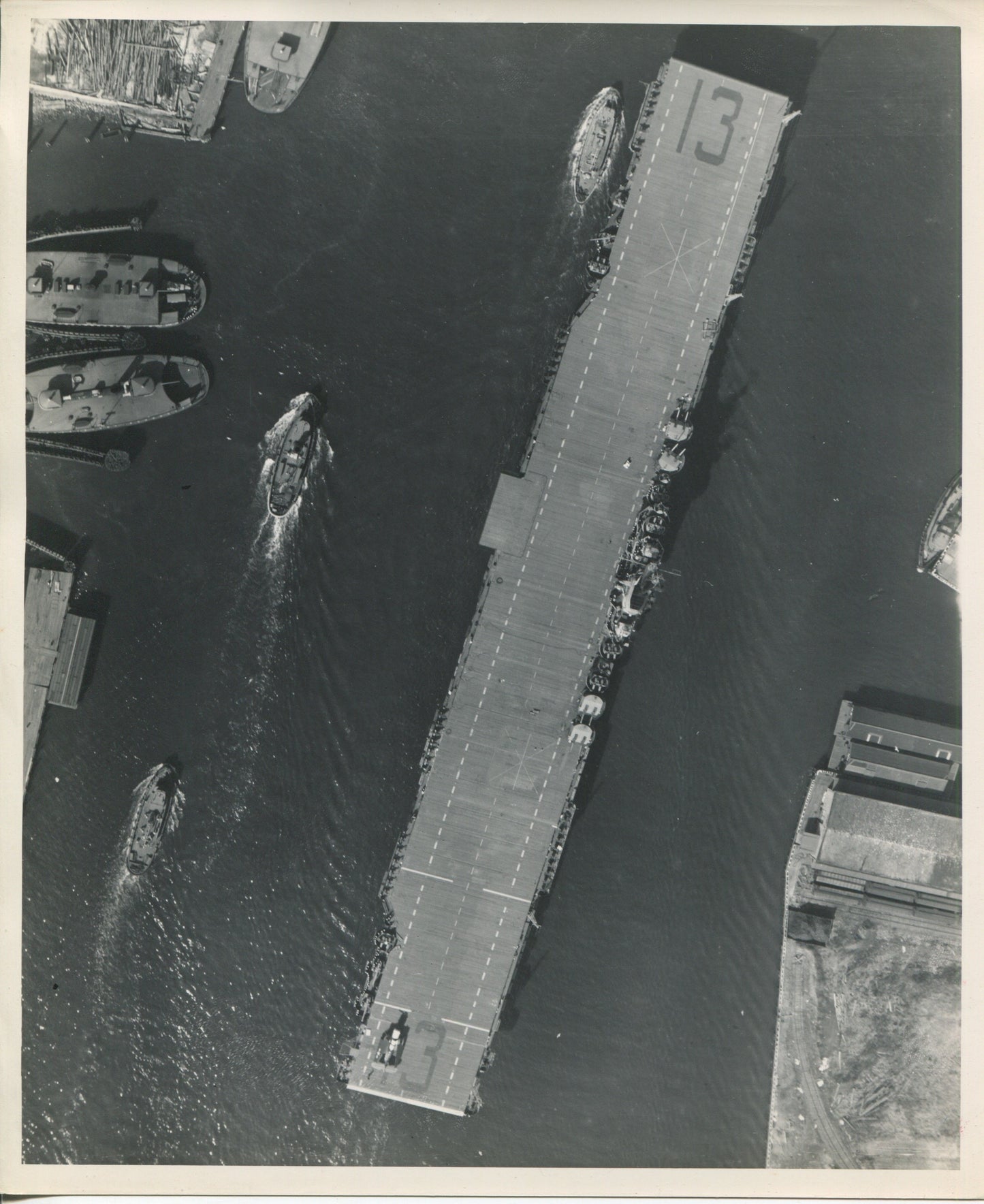 Official Navy Photo of WWII era USS Franklin (CV-13) Aircraft Carrier