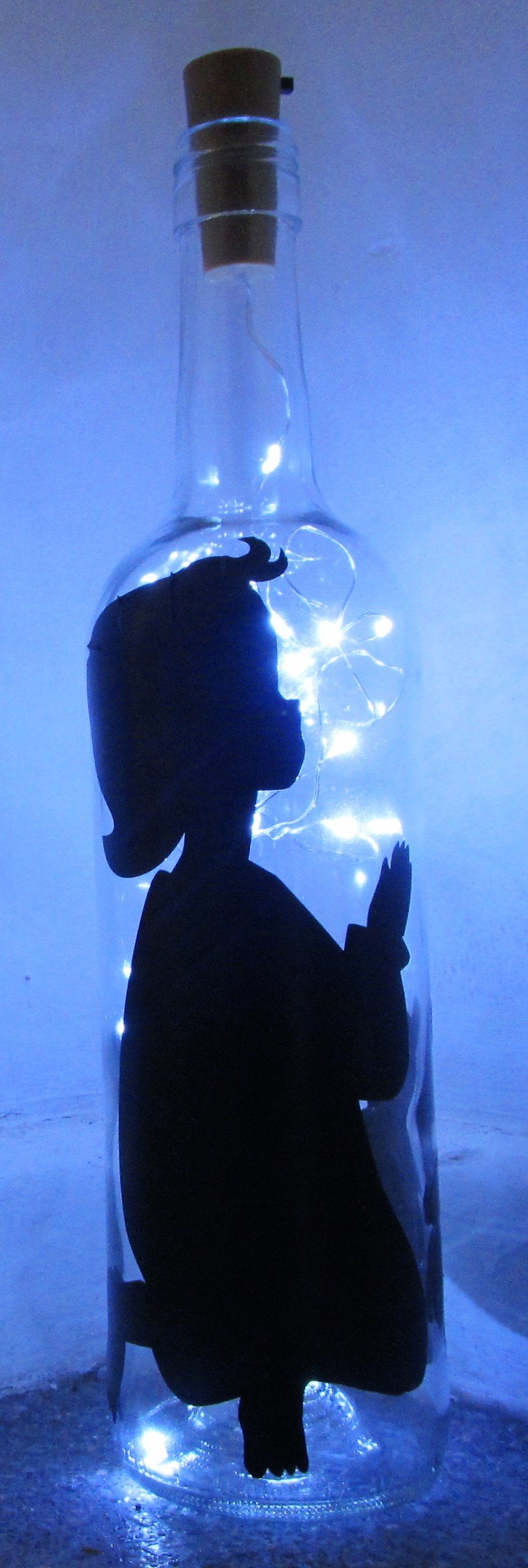 Handcrafted Light up bottle- Beautiful handmade child preying light up bottle