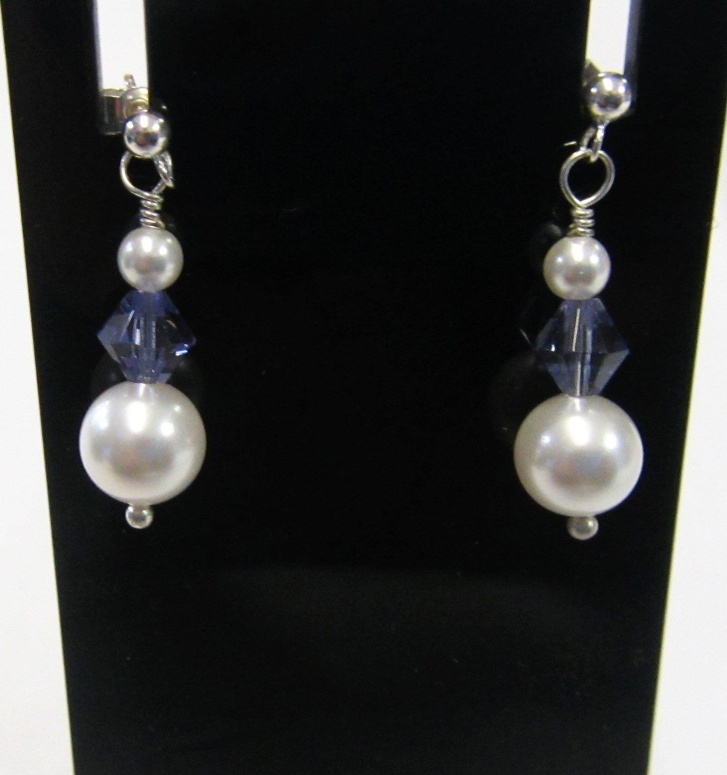 Handcrafted swarovski crystal and pearl earrings on 925 sterling silver butterflies
