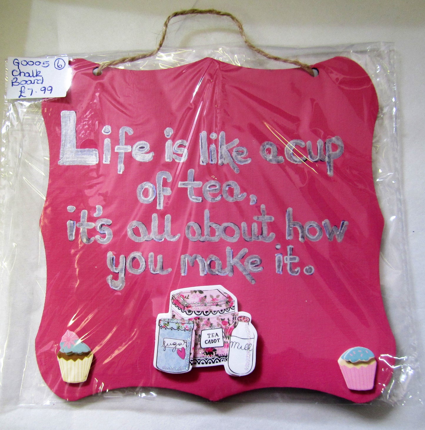 Handcrafted unique "Life" pink and silver plaque