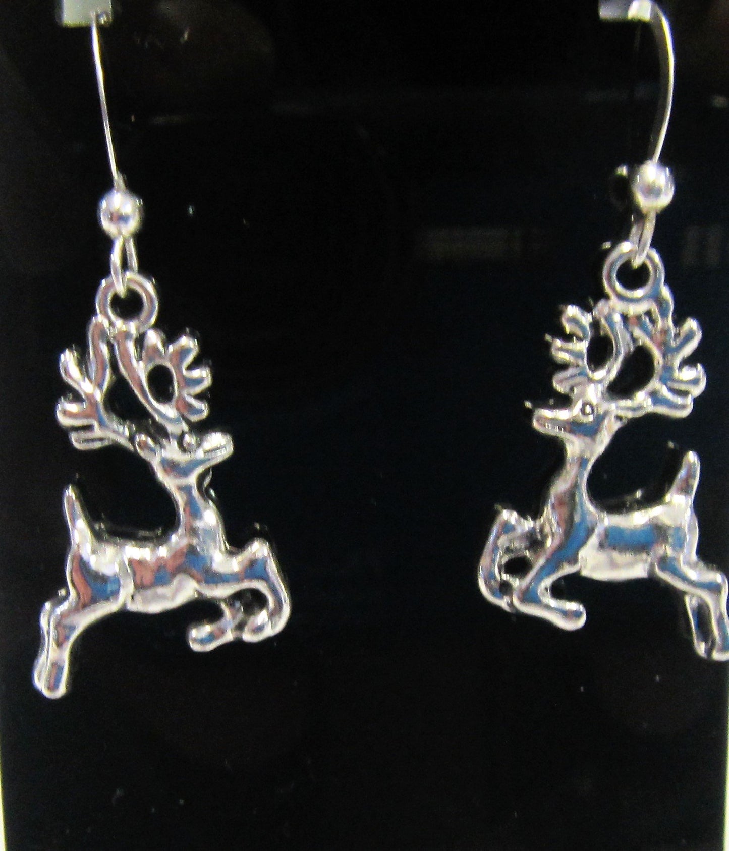 Handcrafted reindeer earrings on 925 sterling silver hooks