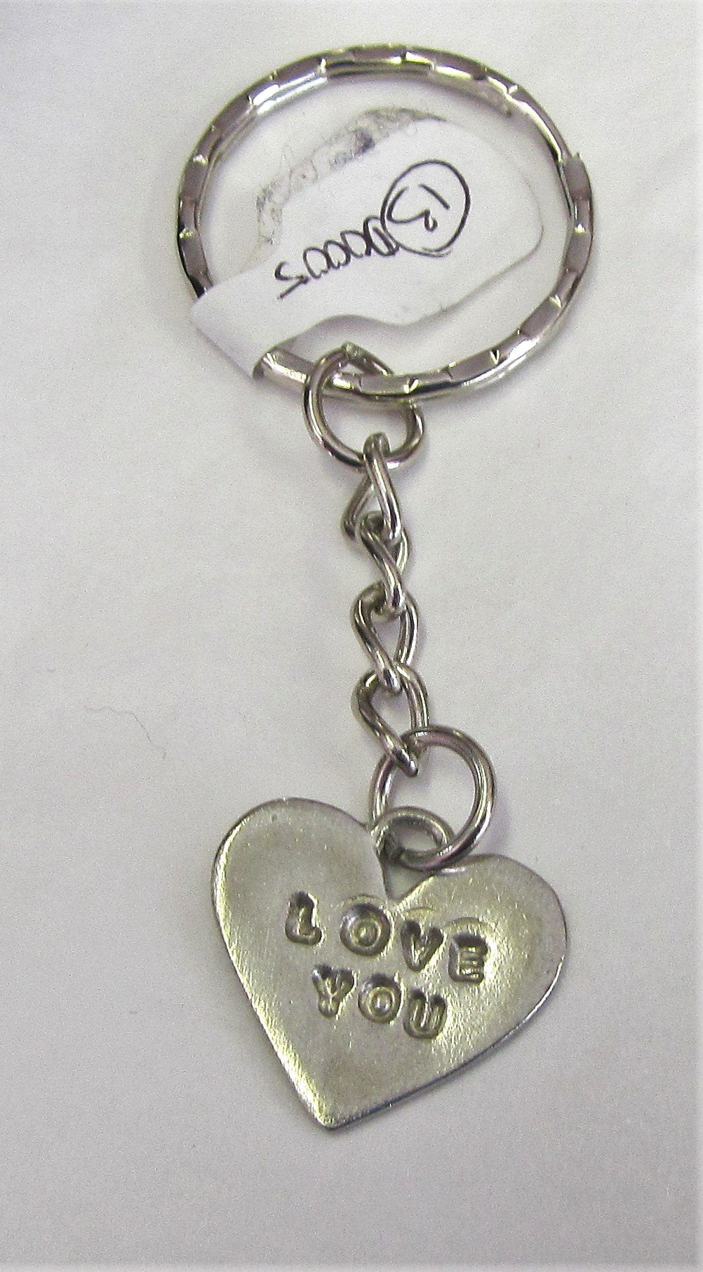 Handcrafted unique "Love" Sterling Silver key ring