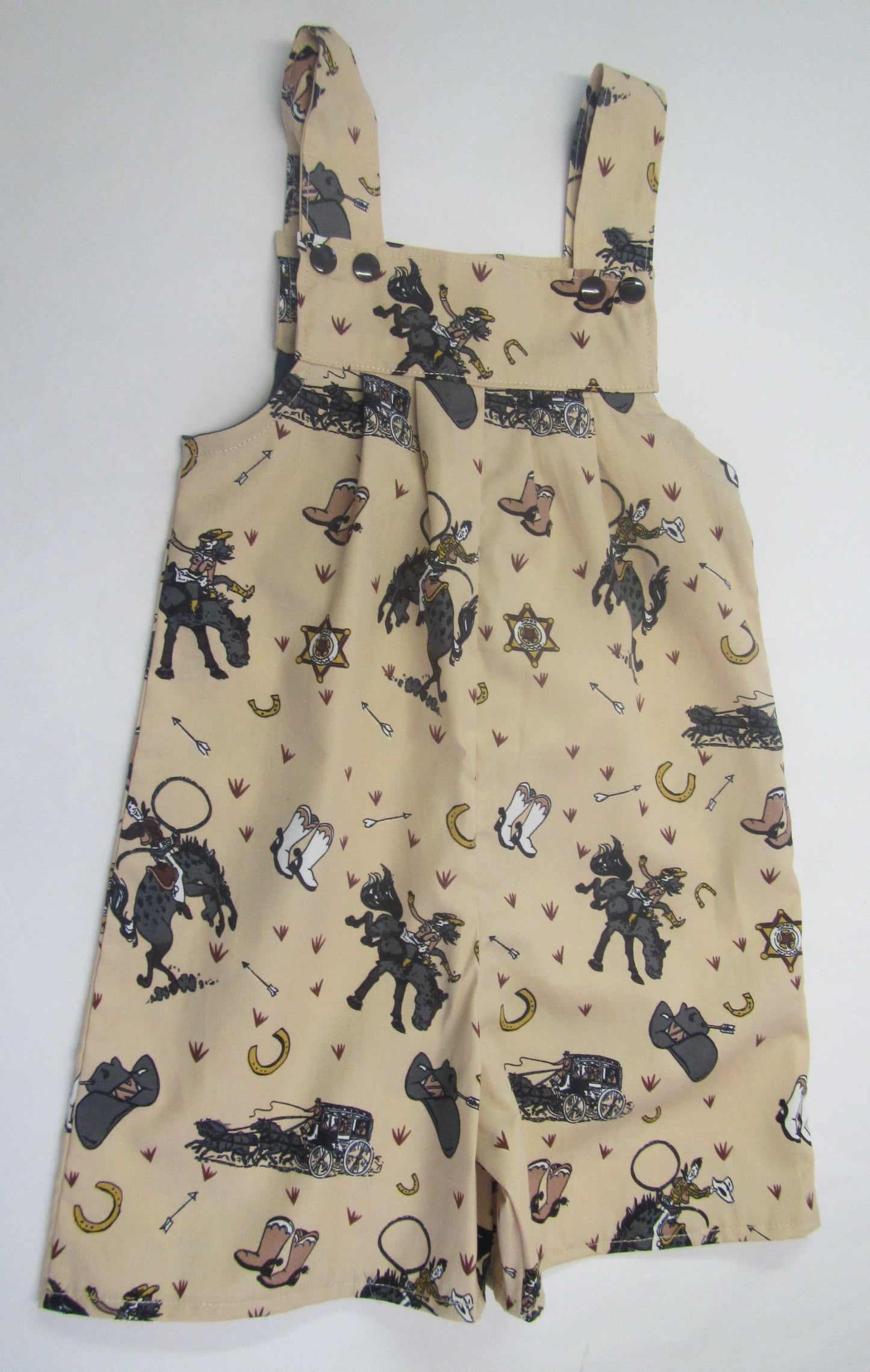 Hand crafted cowboy pattern romper shorts 2-3 years
