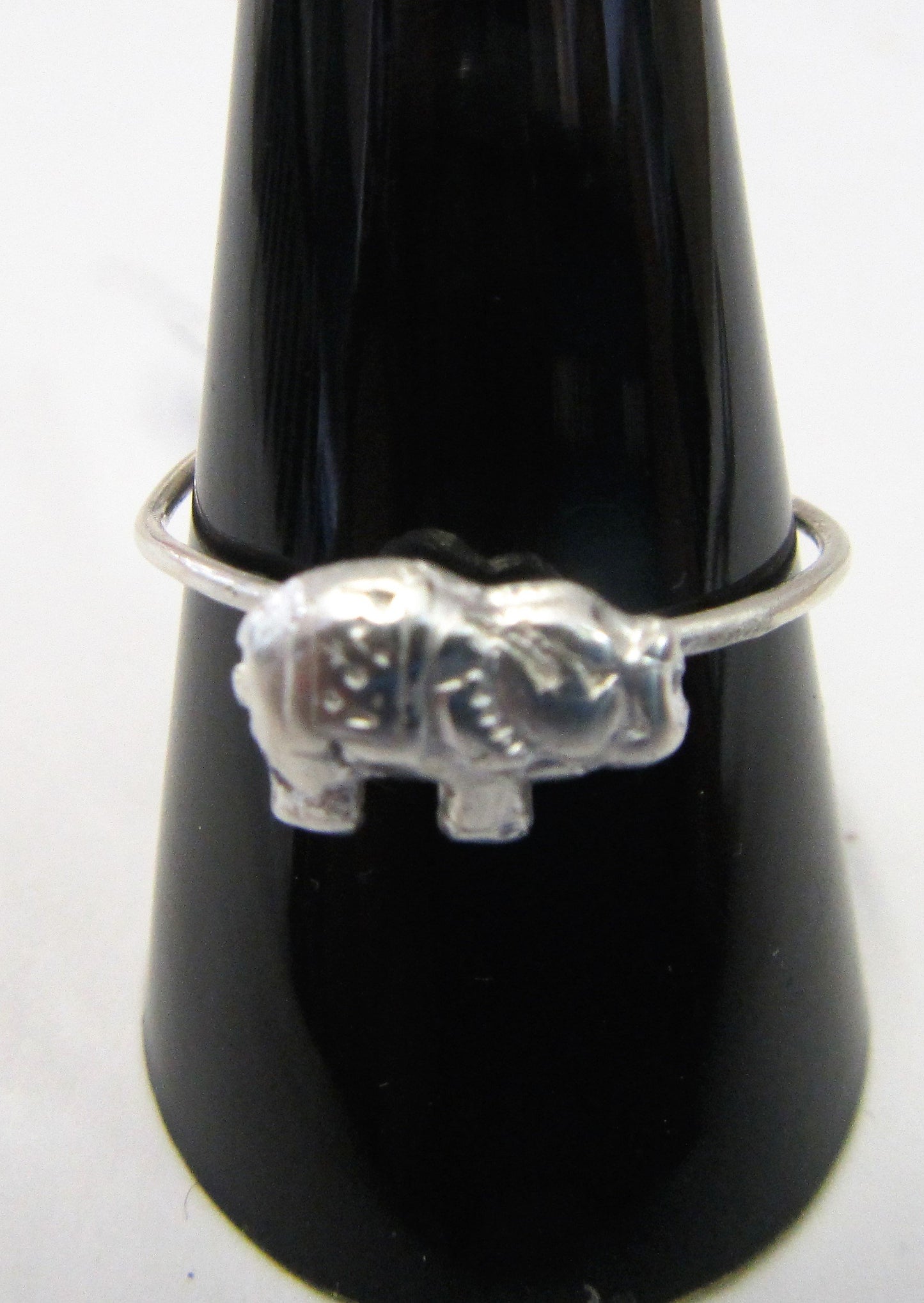 Handcrafted sterling silver elephant wire ring Size T