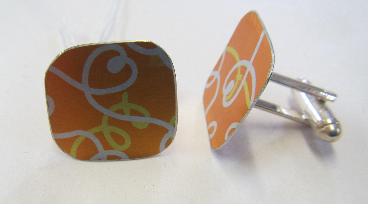Handcrafted beautiful anodised aluminium cuff links