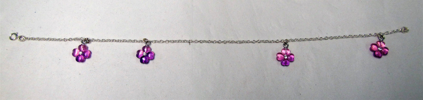 Handcrafted sterling silver ankle chain with charms