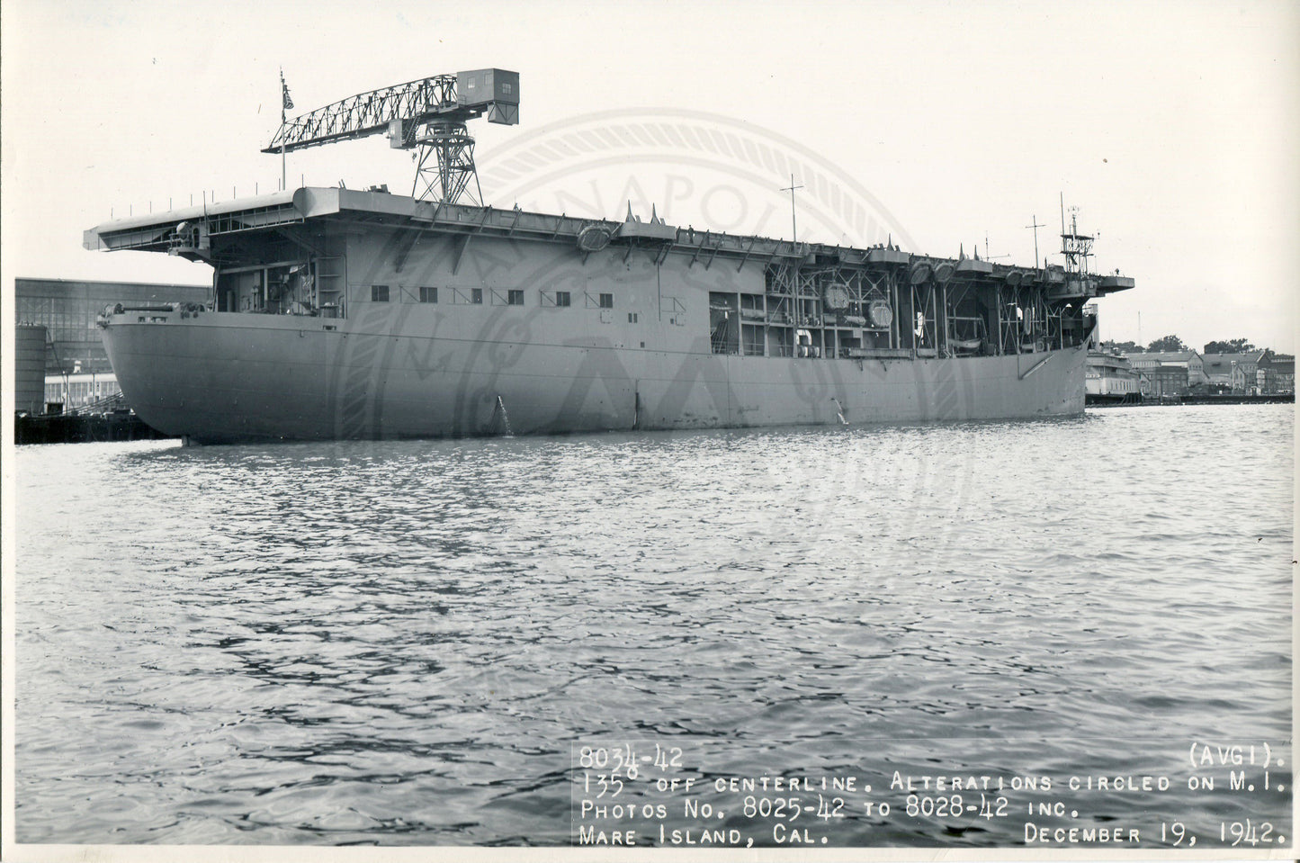 Official Navy Photo of WWII era USS Long Island (CVE-9) Aircraft Carrier