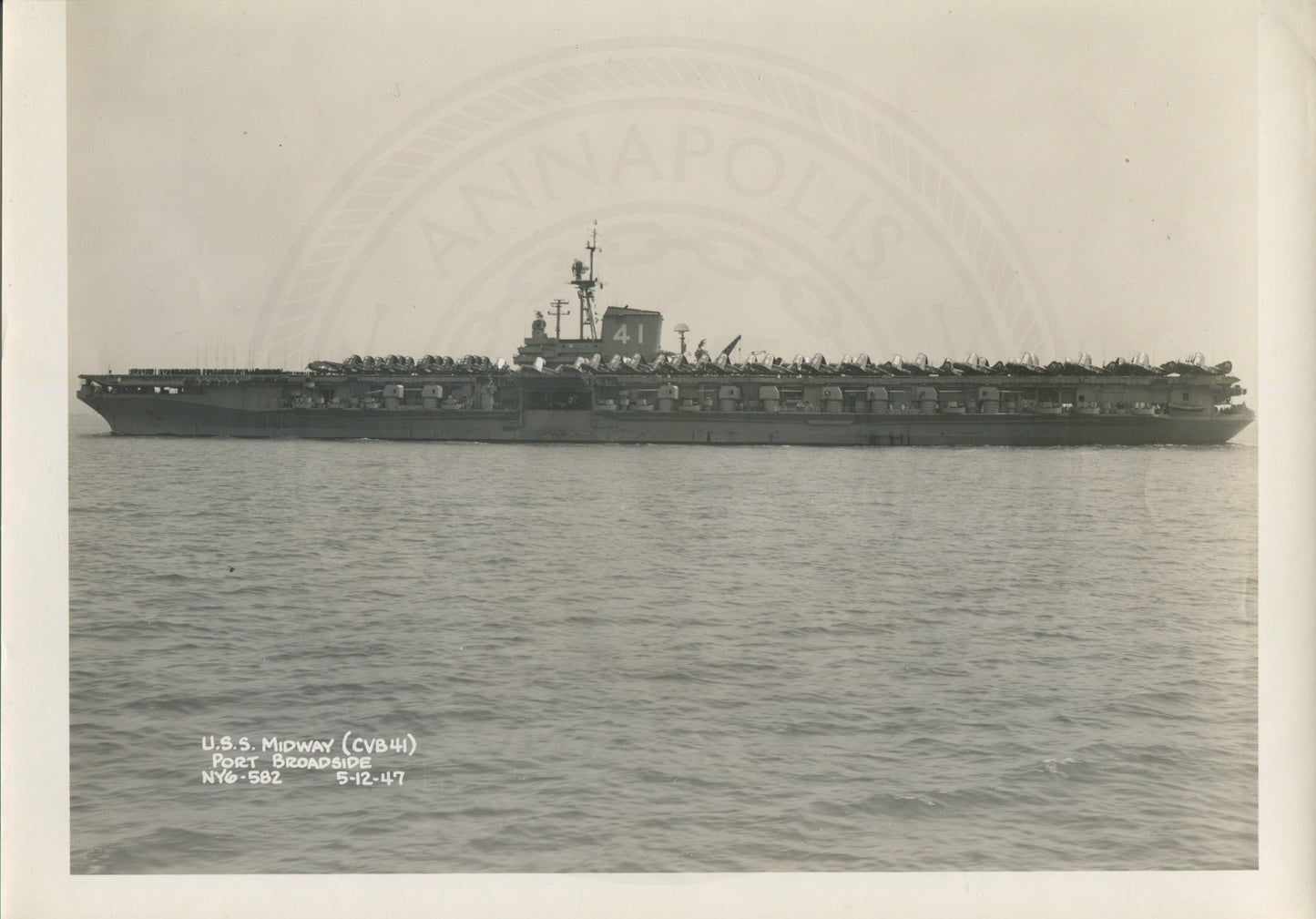 Official Navy Photo of WWII era USS Midway (CV-41) Aircraft Carrier