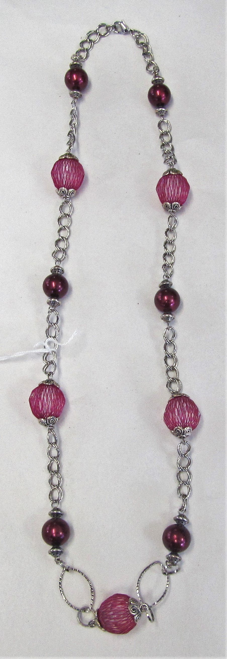 Handcrafted purple beaded silver plated necklace